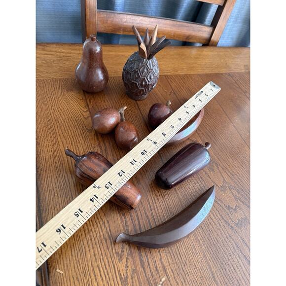 Vintage Wooden Fruit & Vegetables Hand Carved Hardwood MCM Decor - Picture 2 of 11